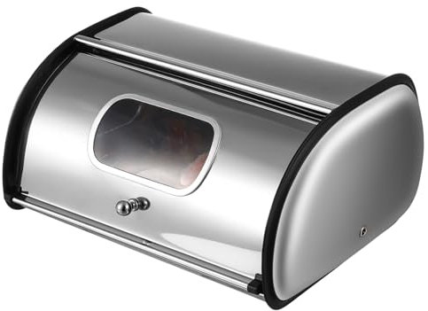 WEKADRIN Caja De Pan Pequeña De Acero Inoxidable Brillante, Organizador Multifuncional De Cocina, Recipiente Porta Pan Resistente, Adecuado Para Hogar, Panadería y Almacenamiento Fresco