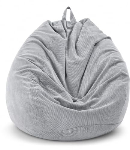 Highdi Sitzsack für Erwachsene, nur Bezug (Keine Füllung), Gaming Sitzsäcke XL Giant Grey Bean Bag Chair für Outdoor Living Room Decor (100 x 120 cm)