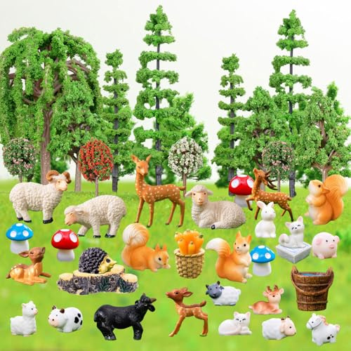 51 Pièces Animaux de la Ferme Figurine Animaux Figurines pour Enfants Diorama Collection Variée Modèles Réalistes et Détaillés Décoration Jardin Miniature Jouets Éducatifs Cadeau DIY Créatif