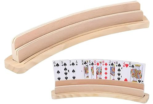 3-Stöckiger Spielkartenhalter Holz, Kartenhalter Spielkarten Holz, Spielkarten Aufbewahrung, Freisprech Kartenständer für Senioren