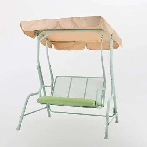 3-Personen Hollywoodschaukeln, Gartenschaukel mit Baldachin, Sitzkissen und Verstellbarem Dach, Eisen, Strapazierfähig, 300 Kg/600 Lbs, für Terrasse, Garten, Poolrand(Green)
