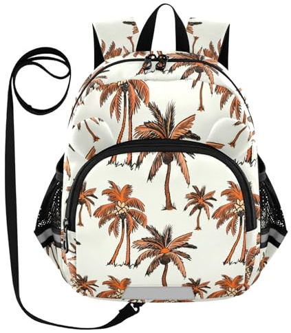 Coconut Palm Trees Beige Toddler Harness Backpack for Boys Girls 3-6 Years Kids Backpack with Anti Lost Safety Leash Baby Harness Bookbag for Travel Preschool Walking