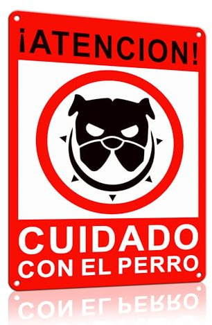 TAKULA Cuidado con el Perro Cartel 25x18 cm - Aluminio Reflectante, Impermeable y Anticorrosivo - Señal de Advertencia para Exteriores