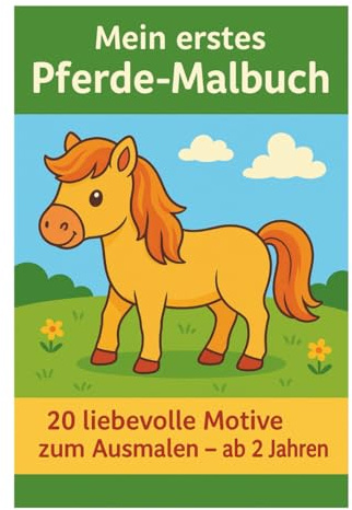 Mein erstes Pferde-Malbuch: 20 einfache Pferde-Motive zum Ausmalen für Kinder ab 2 Jahren – fördert Kreativität, Konzentration und Motorik