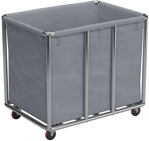 lesolar Rolling Laundry Cart,Hotel Laundry Hampers,Large Heavy Duty Commercial Laundry Tumbler,Dirty Linen Trolley with Wheels, Industrial Laundry Hampers with Steel Frame and Removable Bags