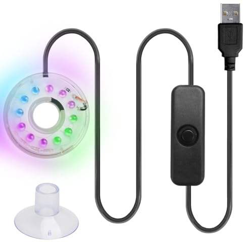 LED Aquarien Unterwasser Licht, IP68 Wasserdichtes, Buntes USB Aquarienlicht mit Festen Saugnäpfen, Poolbeleuchtung Unterwasserlicht für die Dekoration von Aquarien