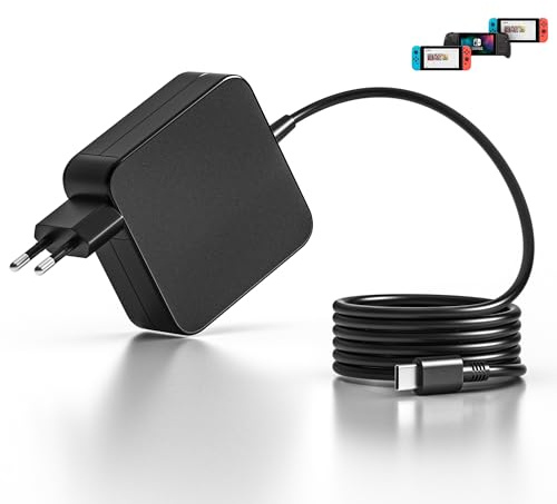 65W Tipo C Caricatore Alimentatore per Nintendo Switch 2&1/Pro Controller | per Switch OLED/Lite/Steam Deck/ROG Ally/IPhone 17/Galaxy/Tablet&Laptop,Supporto dock TV 4K,PD Fast Charging, cavo USBC 1,8m