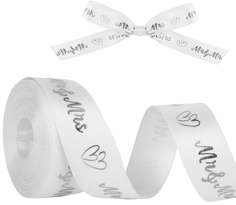 20 Yards Geschenkband Hochzeit Silber Schleifenband Breit Satinband Mr & Mrs Deko Just Married Deko Autoschleifen Geschenk Hochzeitsgeschenk Gäste Hochzeits Autoschmuck