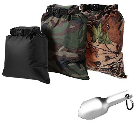 Förpackning med 3 vattentäta torra säckar 3 L 5 L 8 L med handspade utomhus ultralätt för camping vandring resor