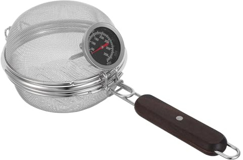 JECOMPRIS Tostatrice per chicchi di caffè in acciaio inossidabile con manico in legno - Tostatrice manuale per caffè con termometro per principianti e appassionati di cucina domestica Capacità 120