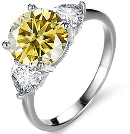 3ct D färg VVS1 Moissanite förlovningsring for kvinnor 925 sterling silver bröllopsring grön/blå/rosa diamantring med certifikat(Yellow,9)