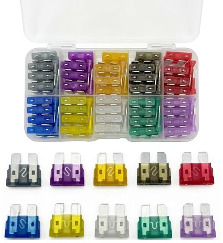 100pcs Car Fuse Kit – Micro & Standard Blade Fuse Assortment 2A–35A with Colour-Coded Fuses for Auto, Truck, Motorcycle and RV – Replacement automotive blade fuses set, 10 sizes
