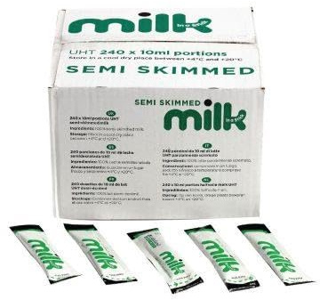 Lakeland UHT Semi-Skimmed Milk Sticks 10ml (Pack of 240) – Long-Life Portion Milk Sachets for Tea & Coffee | No Refrigeration Needed | Ideal for Office, Travel & Catering