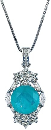 Simulierte Paraiba-Ohrringe, Halskette, Ring-Set, luxuriöser Halo-Schmuck mit hohem Kohlenstoffgehalt für Frauen, Edelstein-Accessoires im böhmischen Stil