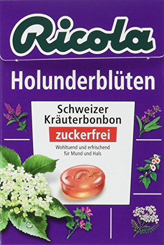 ricola Sambucus de flores, sin Azúcar, 20 unidades) (20 x 50 g Carcasa)