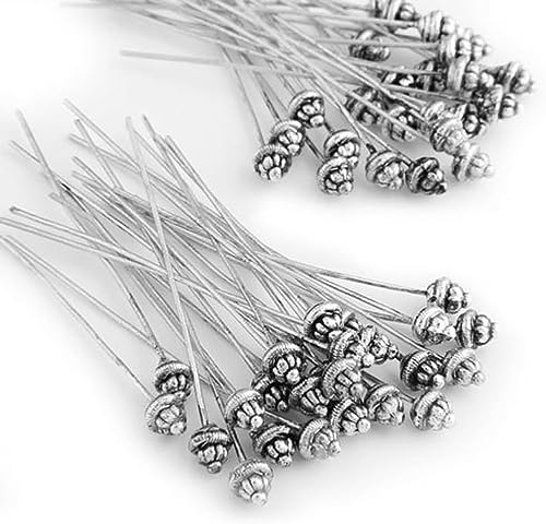 Ecloud Shop 50 x Nägelnadeln aus Metall, 55 mm, Blume, Farbe Silber