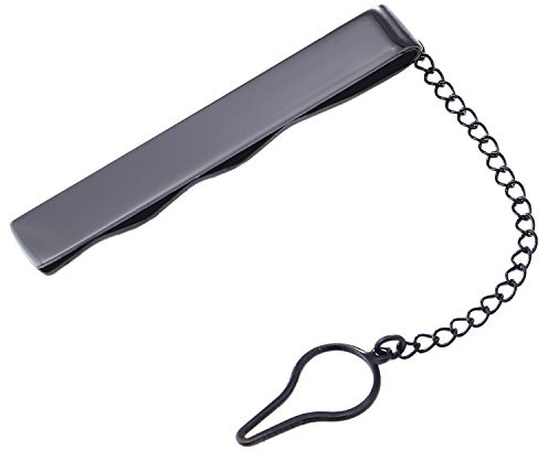 DonDon alfiler Pinza Clip de Corbata para Hombres Acero Inoxidable de Color Negro