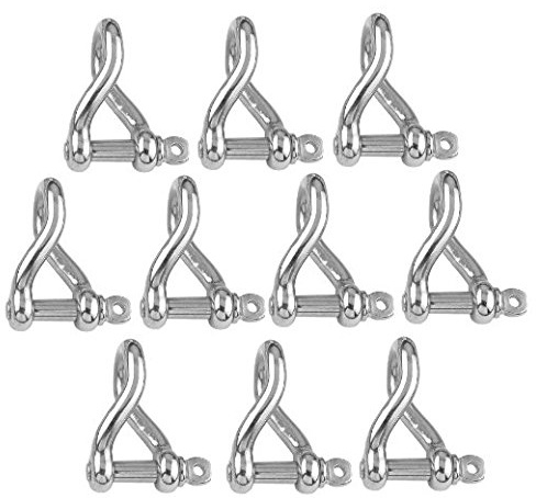 Versandbox24 10 Stück Rundschäkel 5mm Edelstahl A4 gedrehte Form Schäkel