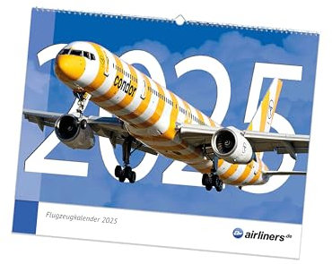 airliners.de Flugzeugkalender 2026 - Großformat 48cm x 38cm - aktuelle Flugzeuge und Fluggesellschaften - Airbus, Boeing und andere Verkehrsflugzeuge