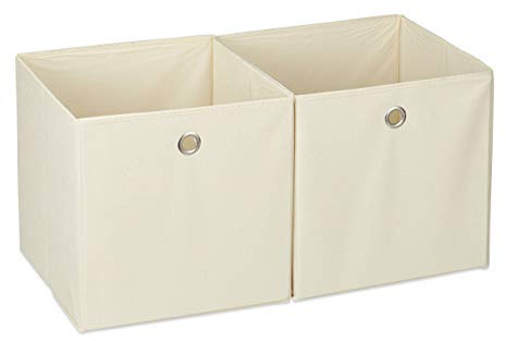 Relaxdays Aufbewahrungsbox Stoff 4er Set, quadratisch, beige | Aufbewahrung für Regal, Stoffbox in Würfelform 30x30x30 cm