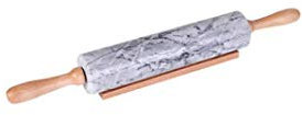 Mattarello in Marmo per Cuocere La Torta di Pasta della Pizza E Biscotti per Rullo da Forno con Cuscinetti a Rulli con Manici in Legno (Colore: Bianco, Dimensioni: 46 X 6 Cm / 18 X 2 Pollici)