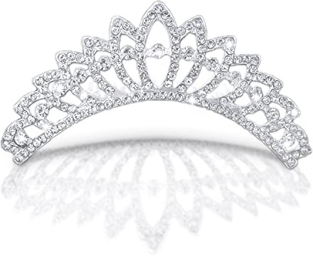 Krone Tiara, Diadem Hochzeit Frauen Mädchen Strass Kopf Schmuck Kronprinzessin Stirnband Blumenmädchen Braut Brautjungfer Blume Kristall Herz Form Prinzessin Krone Stirnband Tiara kinder-A9