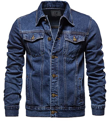 KeYIlowys Chaqueta Vaquera para Hombre de Primavera y Otoño - Ajustada Informal de Algodón - Ropa