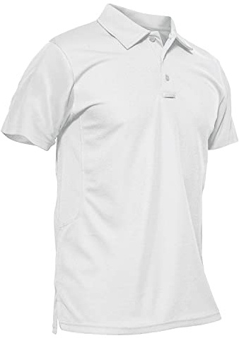 KEFITEVD T-Shirts de Golf à Séchage Rapide pour Homme Été Léger Pêche Randonnée Hauts à Manches Courtes,Blanc,M