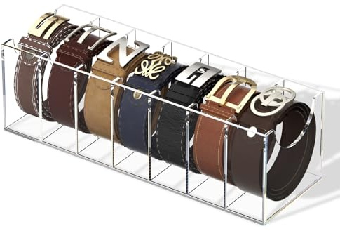 FEMELI Gürtel-Organizer, Acryl-Vitrine mit 4 Fächern, Aufbewahrungshalter für Uhren, Schmuck, Make-up, Armbänder, Ringe, Spielzeug-Zubehör (7)