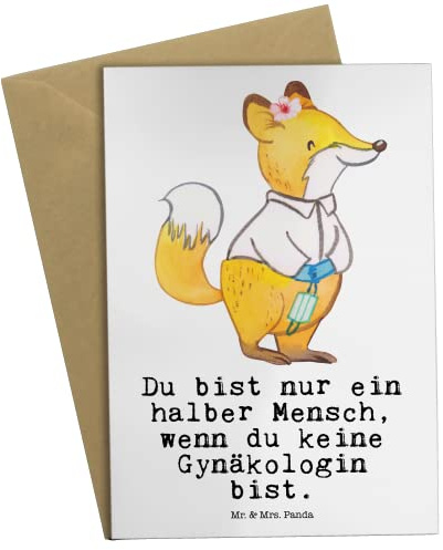 Mr. & Mrs. Panda Grußkarte Gynäkologin Herz - Geschenk, Grußkarten, Lustig, weihnachtskarten, einladungskarten, Witzig, Beruf, Frauenarzt nach Geburt, Spruch, neujahrskarte, osterkarten, osterkarte