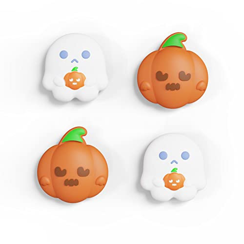 PlayVital Thumb Grips Caps for Nintendo Switch, Switch Lite & OLED - Spooky Ghost Pumpkin