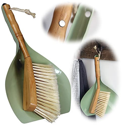 LS-LebenStil Vintage Kehrbesen Kehrschaufel Leaf Grün 34x22cm Kehrset Handfeger