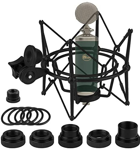 Geekria Support Antichoc pour Microphone Compatible avec Blue Ember, Bluebird SL, Babybottle, Spark, Kiwi Mic - Adaptateur de Suspension Anti-Vibration Noir