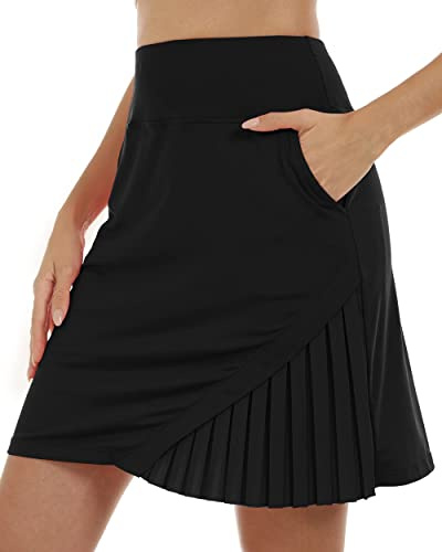 MoFiz Falda Pantalon Mujer Plisadas Deportivos Golf Tenis Verano Skirt con Bolsillos Negro M