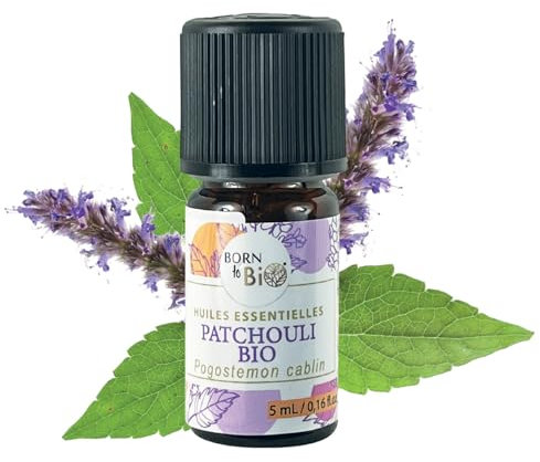 BORN TO BIO Huile Essentielle Patchouli Bio - 100% Pure et Naturelle - Propriétés Décongestionnantes et Anti-Pelliculaires - Certifié AB - 5ml