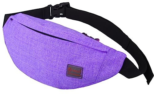 Hixingo Stylisch Bauchtasche für Damen und Herren, Hüfttasche Verstellbare Sport Groß Gürteltasche mit Reißverschluss für Outdoor Laufen Wandern Radfahren Gehen (35x12x5cm,Lila)