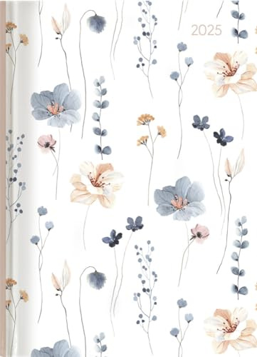Alpha Edition - Ladytimer Grande Flowers 2025 Taschenkalender, 15x21cm, Kalender mit 128 Seiten, Notizmöglichkeiten nach jedem Tag, Wochenübersicht auf 2 Seiten und internationales Kalendarium