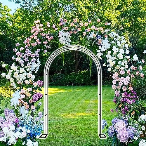 GueTTO Rosenbogen aus Metall Schwarz Verzinkt Hochzeitsbogen Rankhilfe Gartenbogen Rankgitter Rosen Bogen Edelstahl Rankbogen Hochzeit Torbogen,Einfache Montage, mit Sockel,W350*H220cm