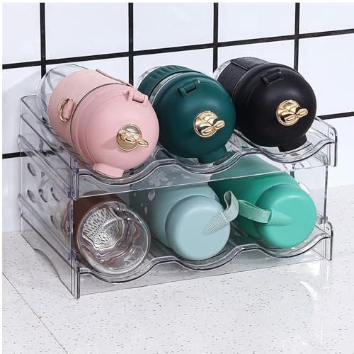 Accmuzzy Flaschenregal Stapelbar für 8 Flaschen,Flaschenhalter Kühlschrank,Flaschen Organizer Stapelbar,Flaschenhalter Küche für Kühlschrank, Schrank, Büro (2 Stück 6 Flaschen)