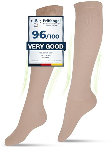 Medizinische Kompressionsstrümpfe für Damen und Herren aus 60% Bio-Baumwolle (Beige, M (38-40))