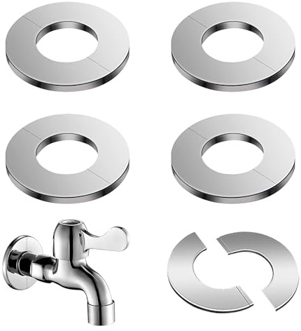 Prampe 4 Stück Heizungsrohr Rosette, Abdeckrosette Edelstahl Ø24mm, Universal Wasserhahn Abdeckung Rosette, Rohrmanschetten Edelstahl für Wasserhähne/Rohre/Duschwanne