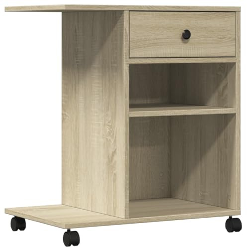 vidaXL Supporto per Stampante con Ruote Rovere Sonoma 60x40x68,5 cm, Supporto per Computer, Organizer per Stampante, Tavolo da Stampante portaoggetti