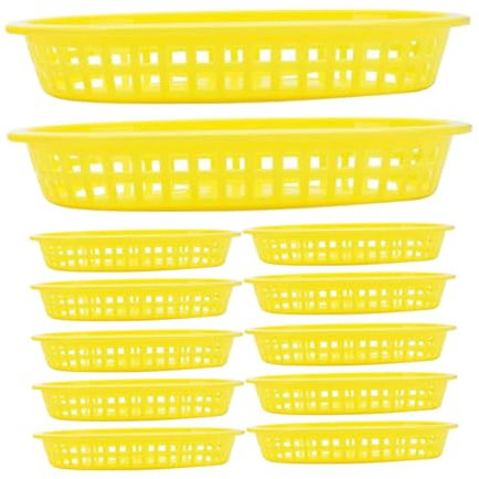 COLLBATH 12stücke Teiliges Wiederverwendbare Kunststoffkörbe Snackteller Für Pommes Brot Und Obst Ovaler Fast-food-korb Für Restaurant Und Zuhause Langlebig Und Leicht Für Snacks Und