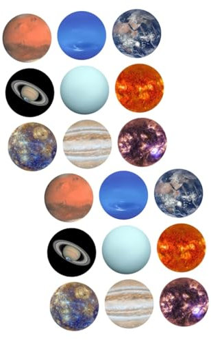 Vaguelly 18pcs Stickers Solar System Cake Topper for Birthday Party Decorations