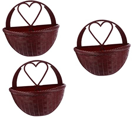 FUNOMOCYA Fioriera da Parete in Plastica Marrone 3 Pezzi, Cestini per Fiori Leggeri per Decorazioni Muro e Giardino, per Piante e Fiori Artificiali