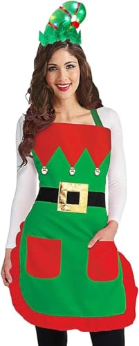 XIABYAYU 2PCS Costume Lutin, Costume Elfe Noel, Costume Lutin Noel, Deguisement Lutin Noel, Costume Elfe Noel Femme, Tablier + Chapeau, Parfait pour Noël Et Carnaval