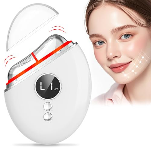 EMS Gua Sha, Robofun Gesichtsmassagegerät Gua Sha Elektrisch Gegen Falten mit Vibration & Wärme, Face Lifting Gerät mit Rotlicht, Blau, Grün, Für Gesicht Anti Falten Anti Aging