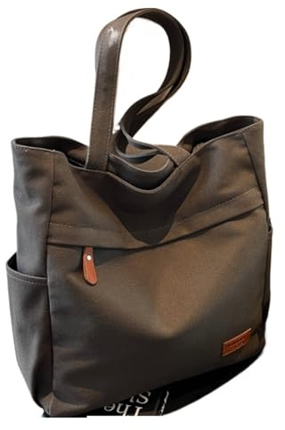AYWTIUN Canvas Tote Bag Women Multi-Pocket Handbag Large Capacity Trendy Shoulder Bag Versatile Top Handle Bag Work Travel Bag(Black)