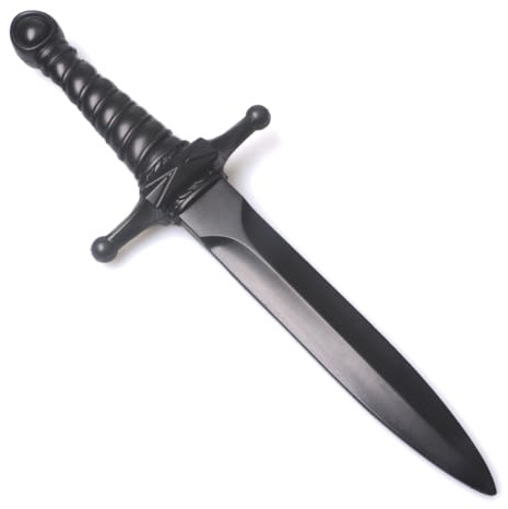 Hoappa PU Foam Short Sword Weapon Toy for Outdoor Play, 15'' Long Black Fake Dagger Weapon Toy for Costume Accessory, 1 Pack