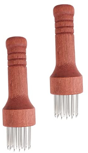 KICHOUSE 2pcs Stainless Steel Needle Meat Tenderizer Handle Steak Tenderizing Tool for Beef Pork Cooking Accessories Home Use